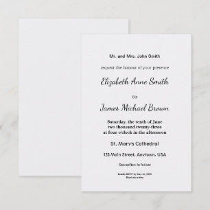 Informações Cartão de Enclausuramento Casamento Elegante C