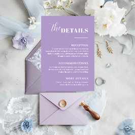 Informações Cartão de Enclausuramento com Detalhes Roxos Elega