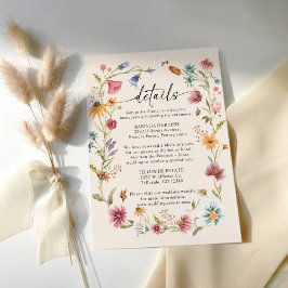 Informações Cartão de Enclausuramento de Casamento Boho Wildfl