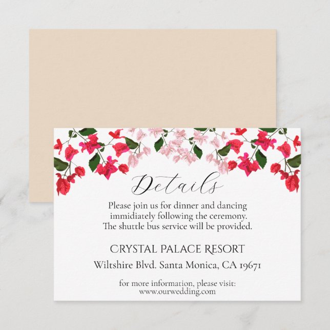 Informações Cartão de Enclausuramento de Casamento com Flor de (Frente/Verso)