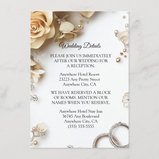 Informações Cartão de Enclausuramento de Casamento de Rosas Do (Frente)