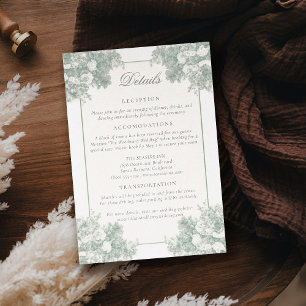 Informações Cartão de Enclausuramento de Casamento Verde Oliva