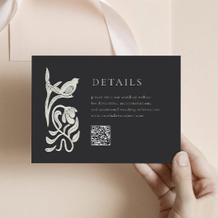 Informações Cartão de Enclausuramento de Detalhes em Preto e B