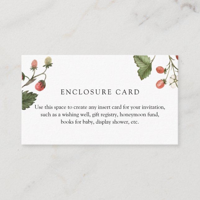 Informações Cartão de Enclausuramento de Morango Doce Fruta Si (Frente)