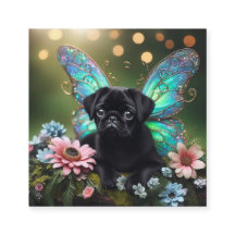 Cartão de Enclausuramento do Pug Fada Floral
