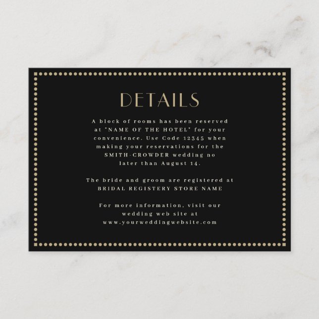 Informações Cartão de Enclausuramento Elegante Bordado Art Dec (Frente)