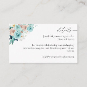 Informações Cartão de Enclausuramento Floral Turquesa e Rosa B