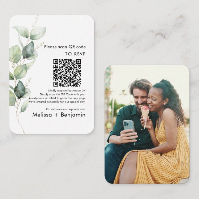 Informações Cartão de Enclosure de Casamento com Código QR de  (Frente/Verso)