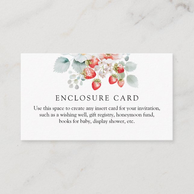 Informações Cartão de Enclosure de Chuveiro de Morango (Frente)