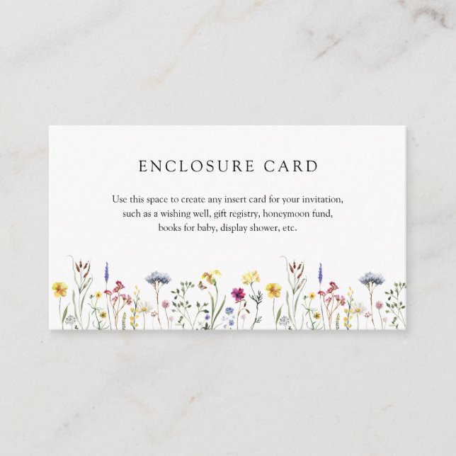 Informações Cartão de Enclosure de Prado de Flores Silvestres (Frente)