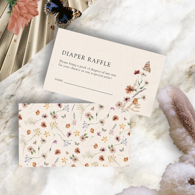 Informações Cartão de Enclosure de Sorteio de Fraldas Floral (Boho Floral Diaper Raffle Enclosure Card with Butterfly by Painted Paperie
)