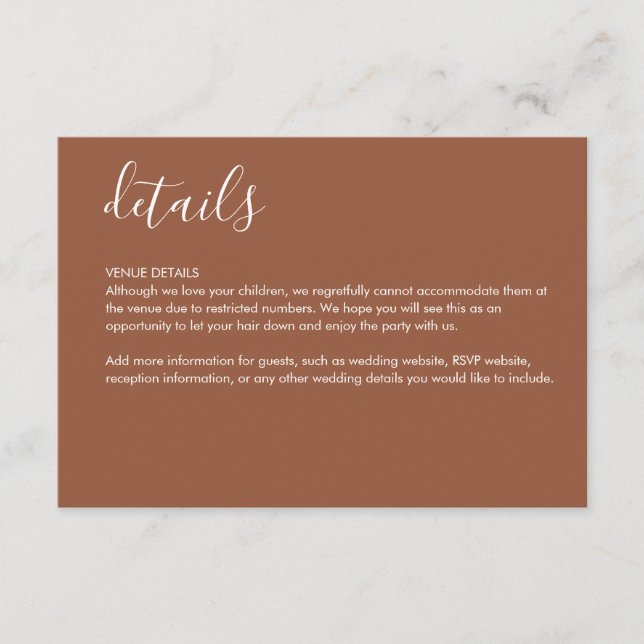 Informações Cartão de Encomenda com Detalhes em Terracota (Frente)