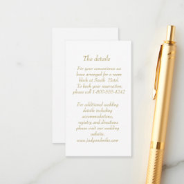 Informações Cartão de Envio Art Déco Branco e Dourado Elegante