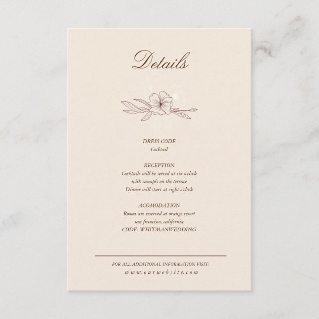 Informações Cartão de Envio com Detalhes Florais em Creme Mode (Frente)