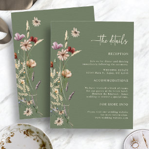 Informações Cartão de Envio de Casamento com Flores Silvestres