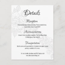 Cartão de Envio de Casamento Peônia Preto e Branco