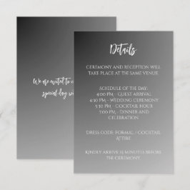 Informações Cartão de Envio de Casamento Preto e Branco Elegan
