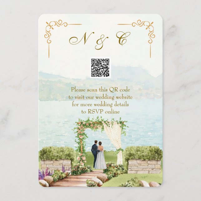 Informações Cartão de Envio de Código QR de Casamento em Estil (Frente)