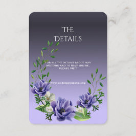 Informações Cartão de Envio de Detalhe de Flores Roxas em Aqua