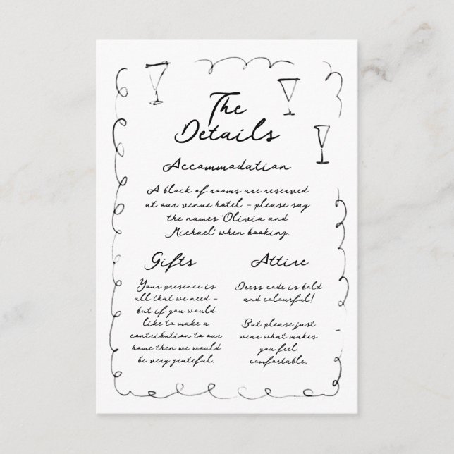 Informações Cartão de Envio de Detalhes Desenhado à Mão Capric (Frente)