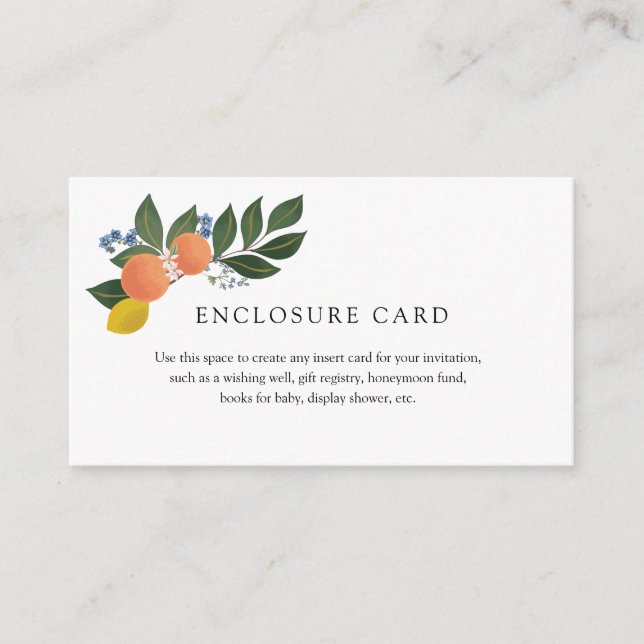 Informações Cartão de Envio de Enclosure de Laranja (Frente)