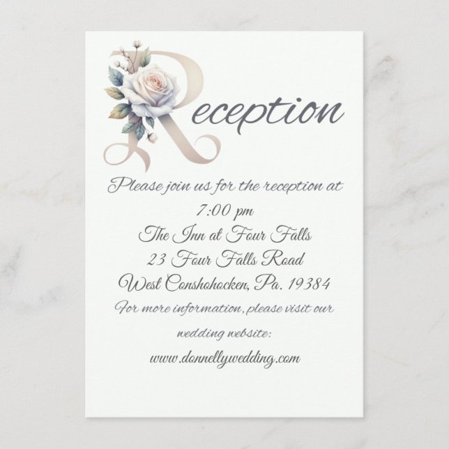 Informações Cartão de Envio de Recepção de Casamento Rose Big  (Frente)