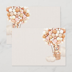 Informações Cartão de Envio em Branco com Balões de Urso Rosa