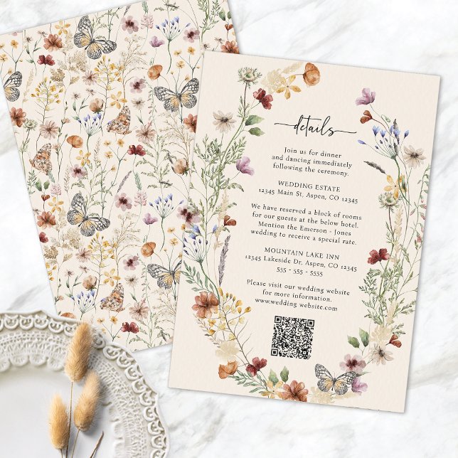 Informações Cartão de Envio Rústico Boho com Flores Silvestres (Rustic Boho Wildflower Enclosure Card
)