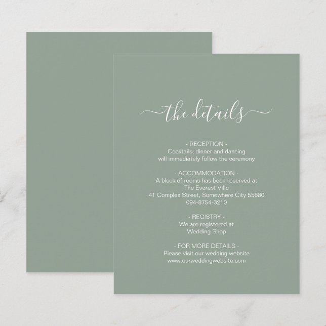 Informações Cartão de Envio Verde Sálvia Simples (Frente/Verso)