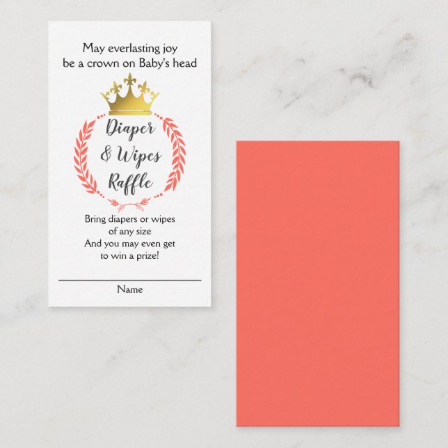 Informações Cartão de FRALDA Cristã Coral WIPES RAFFLE (Frente/Verso)