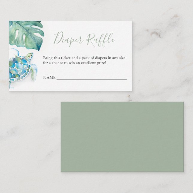 Informações Cartão de Fralda de Tartaruga do Mar Raffle (Frente/Verso)