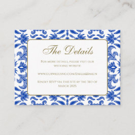 Informações Cartão de gabinete com detalhes de casamento branc