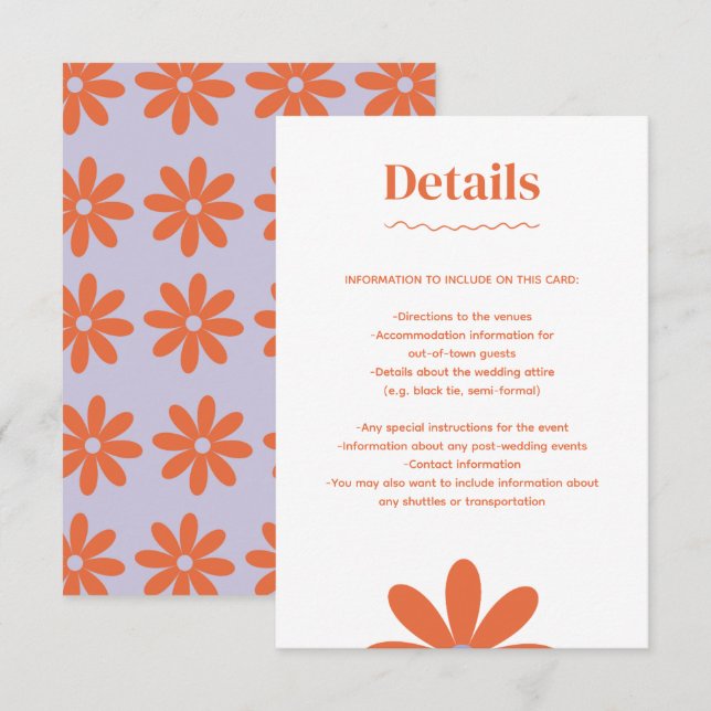 Informações Cartão de gabinete Daisy Wedding (Frente/Verso)