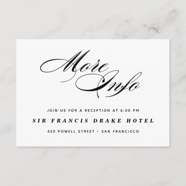 Informações Cartão de gabinete de casamento elegante (Frente)