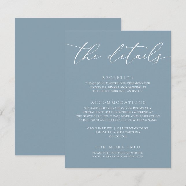 Informações Cartão de Gabinete de Casamento Simples e Elegante (Frente/Verso)