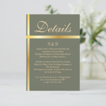 Cartão de gabinete de casamento verde e Ouro