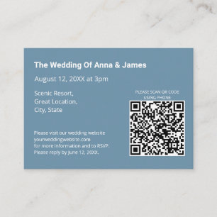 Informações Cartão de Gabinete de Código QR de Casamento Azul 