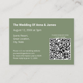 Informações Cartão de Gabinete de Código QR de Casamento Verde
