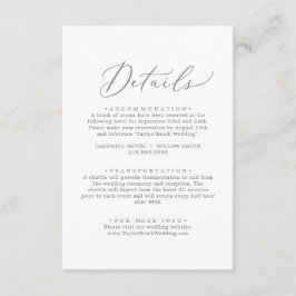 Informações Cartão de Gabinete de Detalhes da Caligrafia de Pr