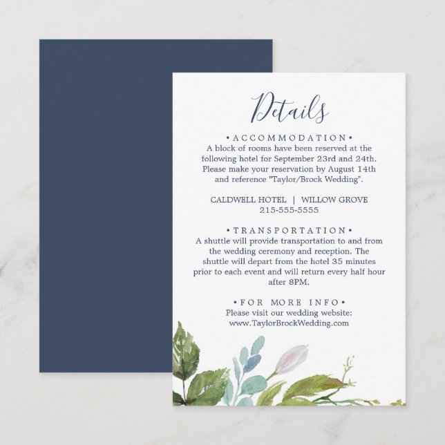 Informações Cartão de gabinete de detalhes da Summer Greenery (Frente/Verso)