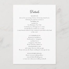 Informações Cartão de Gabinete de Detalhes de Casamento Bethan