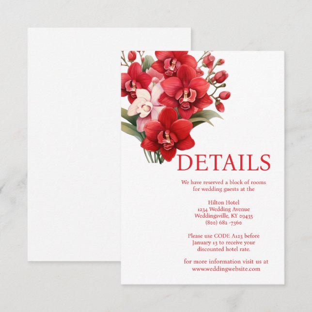 Informações Cartão de Gabinete de Detalhes de Casamento das Or (Frente/Verso)