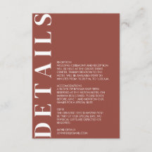 Cartão de Gabinete de Detalhes de Casamento de Cas