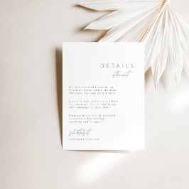 Informações Cartão de Gabinete de Detalhes de Casamento Minima