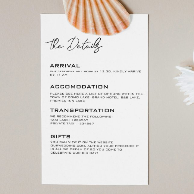 Informações Cartão de Gabinete de Detalhes de Casamento Mínimo (Criador carregado)