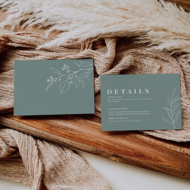 Informações Cartão de Gabinete de Detalhes de Casamento Verde  (Criador carregado)