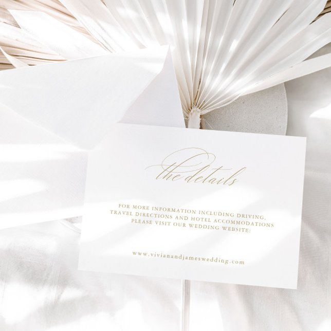 Informações Cartão de Gabinete de Detalhes do Casamento Branco (Elegant White Wedding Details Enclosure Card)
