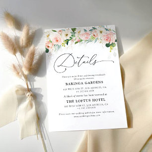 Informações Cartão de Gabinete de Detalhes do Casamento do Blu