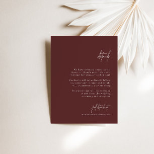 Informações Cartão de Gabinete de Detalhes do Casamento Elega