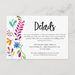 Informações Cartão de Gabinete de Detalhes do Casamento Fiesta